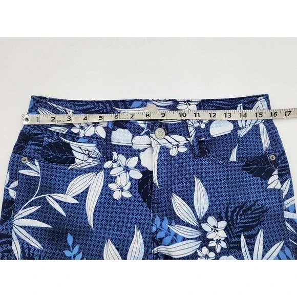 Tommy Bahama Basta Blossoms Crop Pants Denim Island Navy Women Size 28 - Picture 6 of 12
